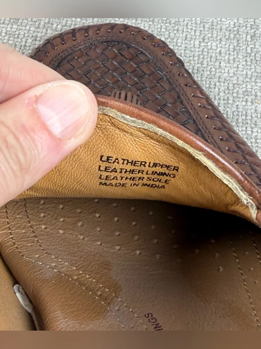 Brass Boot Men's 10 Brown Leather Woven Tassel Loafers Shoes Academia Preppy